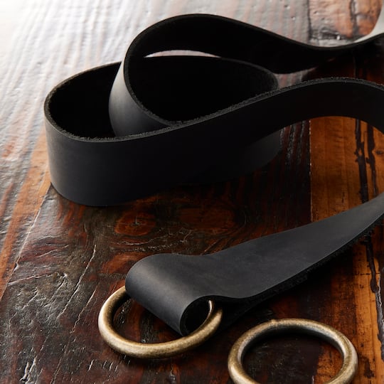 6 Pack: Black Genuine Leather Strip by ArtMinds™